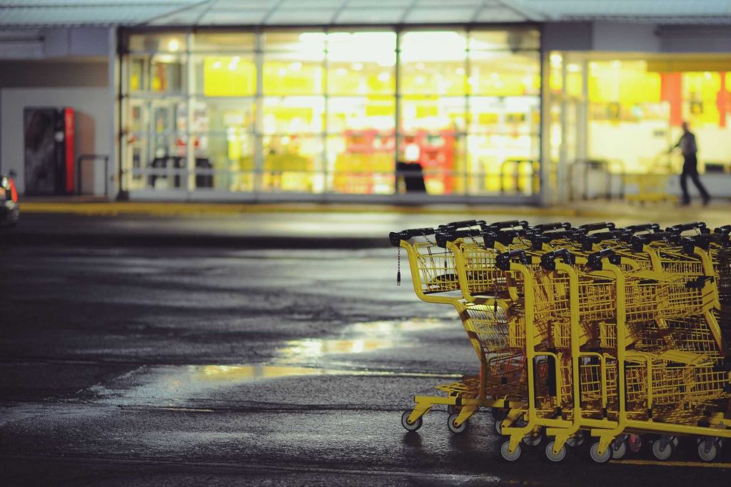 carts outside a grocery store