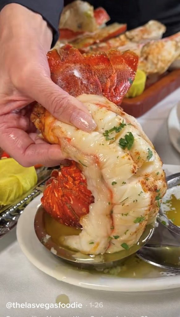 Lobster tail dipped in clarified butter